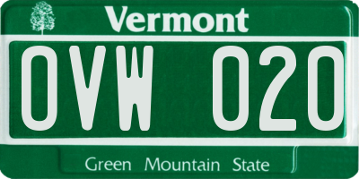 VT license plate OVW020