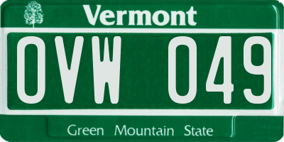 VT license plate OVW049