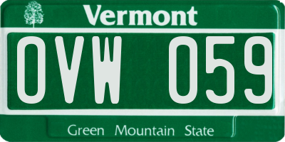 VT license plate OVW059
