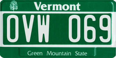VT license plate OVW069