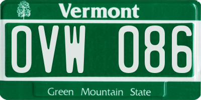 VT license plate OVW086