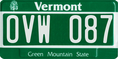 VT license plate OVW087