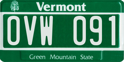 VT license plate OVW091