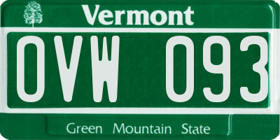 VT license plate OVW093