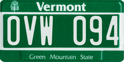 VT license plate OVW094