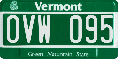 VT license plate OVW095