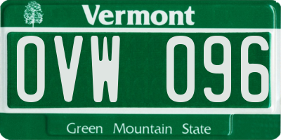 VT license plate OVW096