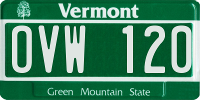 VT license plate OVW120
