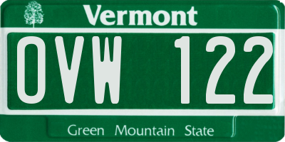 VT license plate OVW122