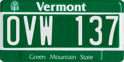 VT license plate OVW137