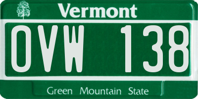 VT license plate OVW138