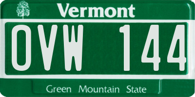 VT license plate OVW144