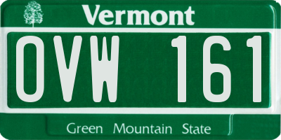 VT license plate OVW161