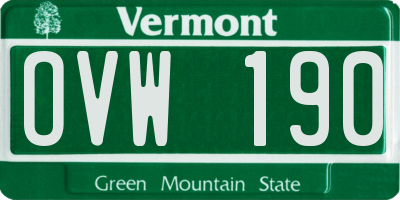 VT license plate OVW190