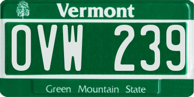 VT license plate OVW239