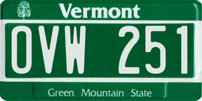 VT license plate OVW251