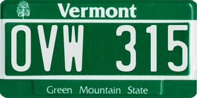 VT license plate OVW315