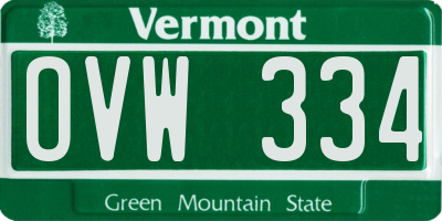 VT license plate OVW334
