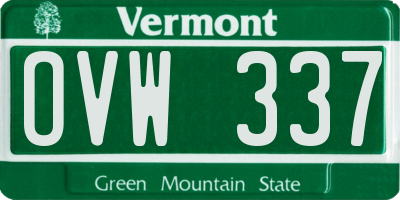 VT license plate OVW337