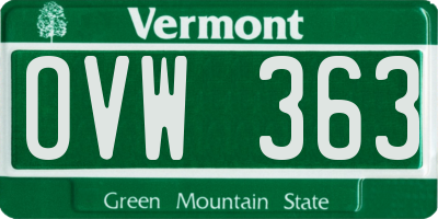 VT license plate OVW363