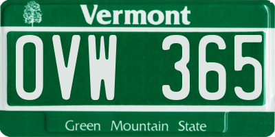 VT license plate OVW365