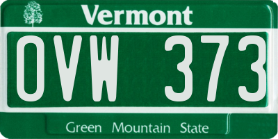 VT license plate OVW373