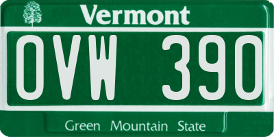 VT license plate OVW390
