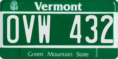 VT license plate OVW432