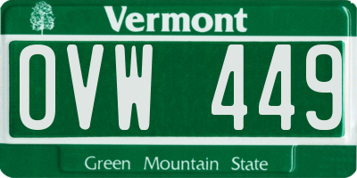 VT license plate OVW449