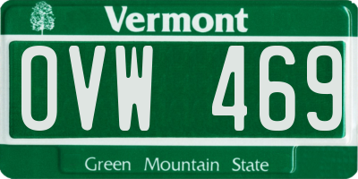 VT license plate OVW469