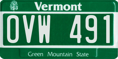 VT license plate OVW491