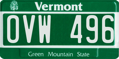 VT license plate OVW496