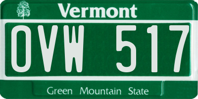 VT license plate OVW517
