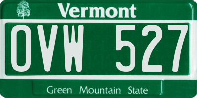 VT license plate OVW527
