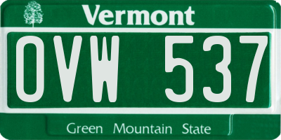 VT license plate OVW537