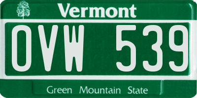 VT license plate OVW539
