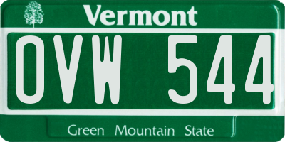 VT license plate OVW544