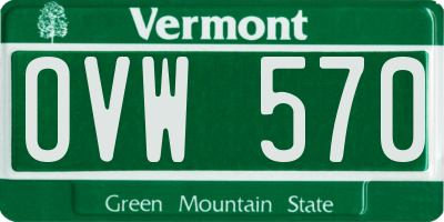 VT license plate OVW570