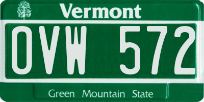 VT license plate OVW572