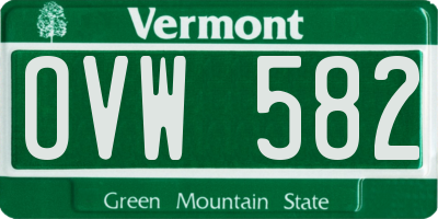 VT license plate OVW582