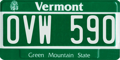 VT license plate OVW590