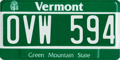 VT license plate OVW594