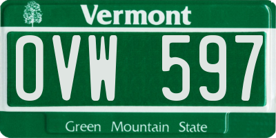 VT license plate OVW597