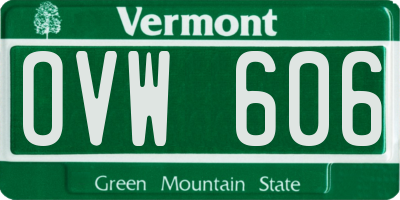 VT license plate OVW606