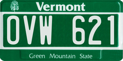 VT license plate OVW621