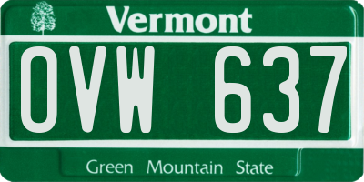 VT license plate OVW637
