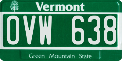 VT license plate OVW638