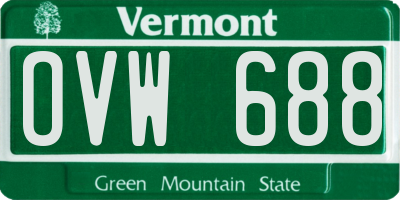 VT license plate OVW688