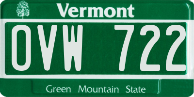 VT license plate OVW722