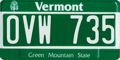 VT license plate OVW735